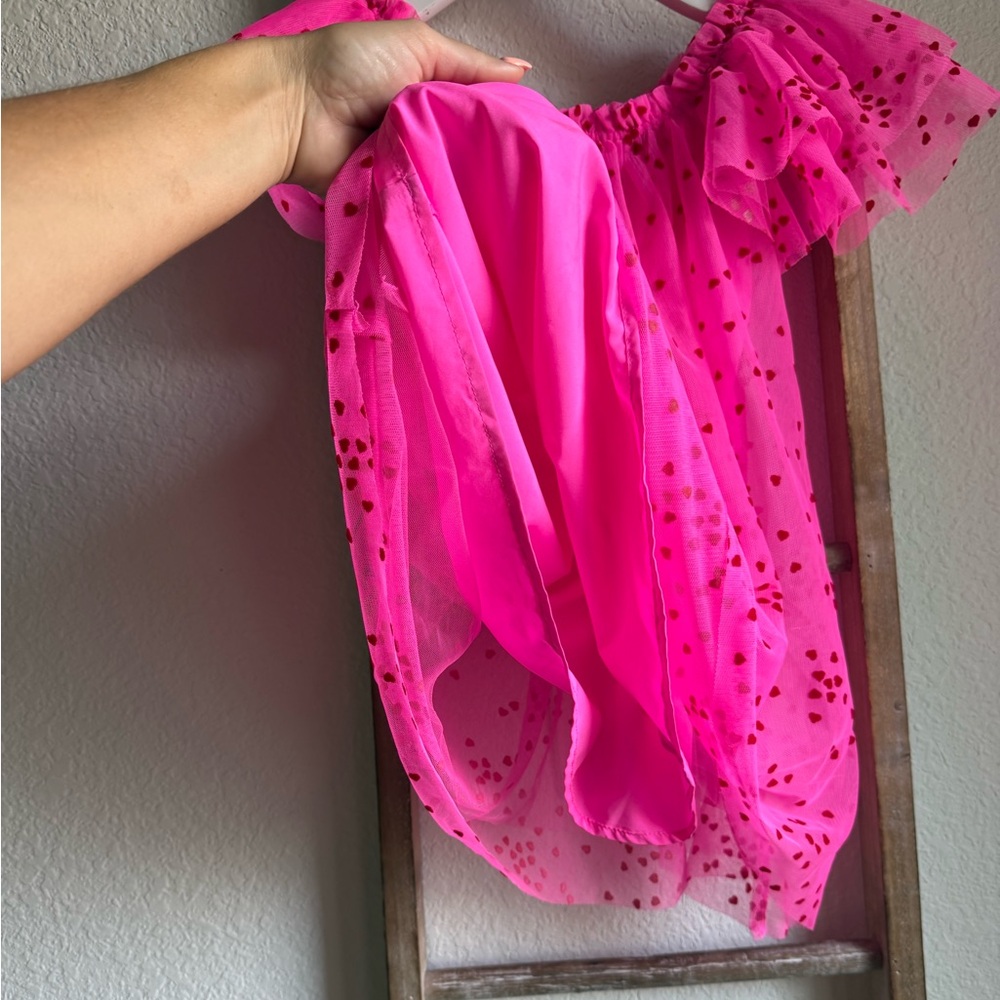 Cat & Jack Layered Hot Pink & Red Heart Frilled Dress Sz: 4T - Picture 5 of 8